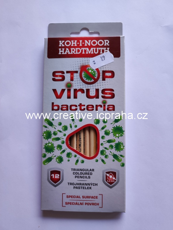 pastelky Koh-i-noor 12ks STOP virus bac.- trojboké